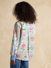 Joules Amilla Cream Tile Print Longline Relaxed Fit Shirt - Image 2 of 6