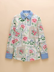 Joules Amilla Cream Tile Print Longline Relaxed Fit Shirt - Image 6 of 6