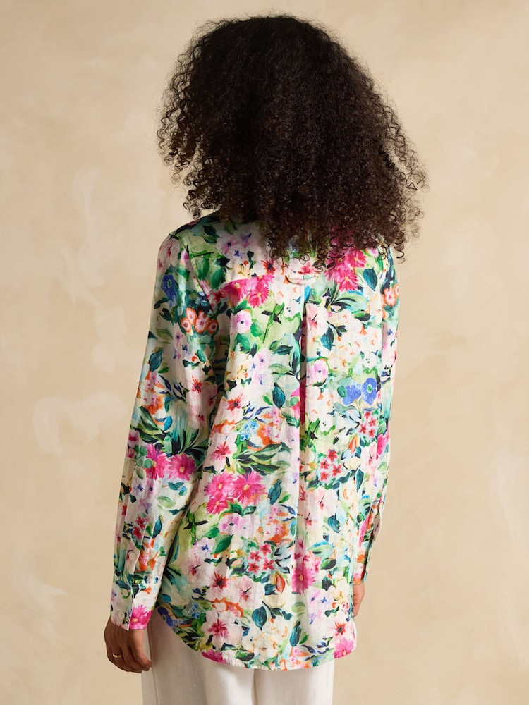 Floral multicolor - Joules Maeva Relaxed Fit 100% Linen Shirt - Imagen 2 de 7