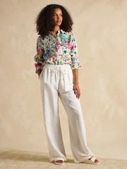 Floral multicolor - Joules Maeva Relaxed Fit 100% Linen Shirt - Imagen 4 de 7