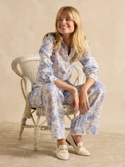 Blue/White Toile de Jouy - Joules Maeva Relaxed Fit 100% Linen Shirt - Imagen 8 de 8