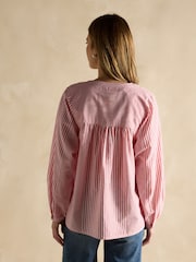 Joules Amelie Red/White Embroidered Cotton Blouse - Image 2 of 6
