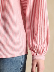 Joules Amelie Red/White Embroidered Cotton Blouse - Image 5 of 6