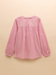 Joules Amelie Red/White Embroidered Cotton Blouse - Image 6 of 6