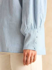 Joules Harper Blue Tie Neck Blouse - Image 5 of 6