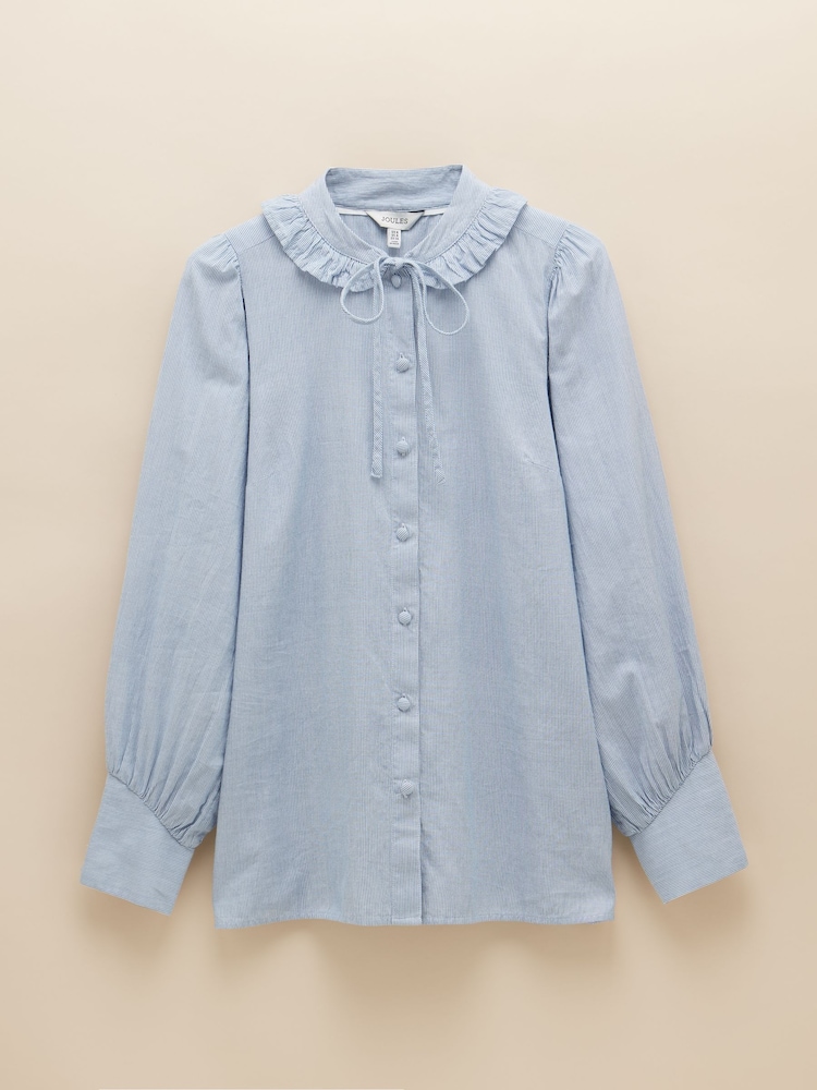 Joules Harper Blue Tie Neck Blouse - Image 6 of 6