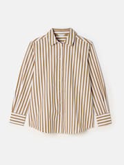 Joules Amilla Tan & White Stripe Longline Relaxed Fit Shirt - Image 7 of 7