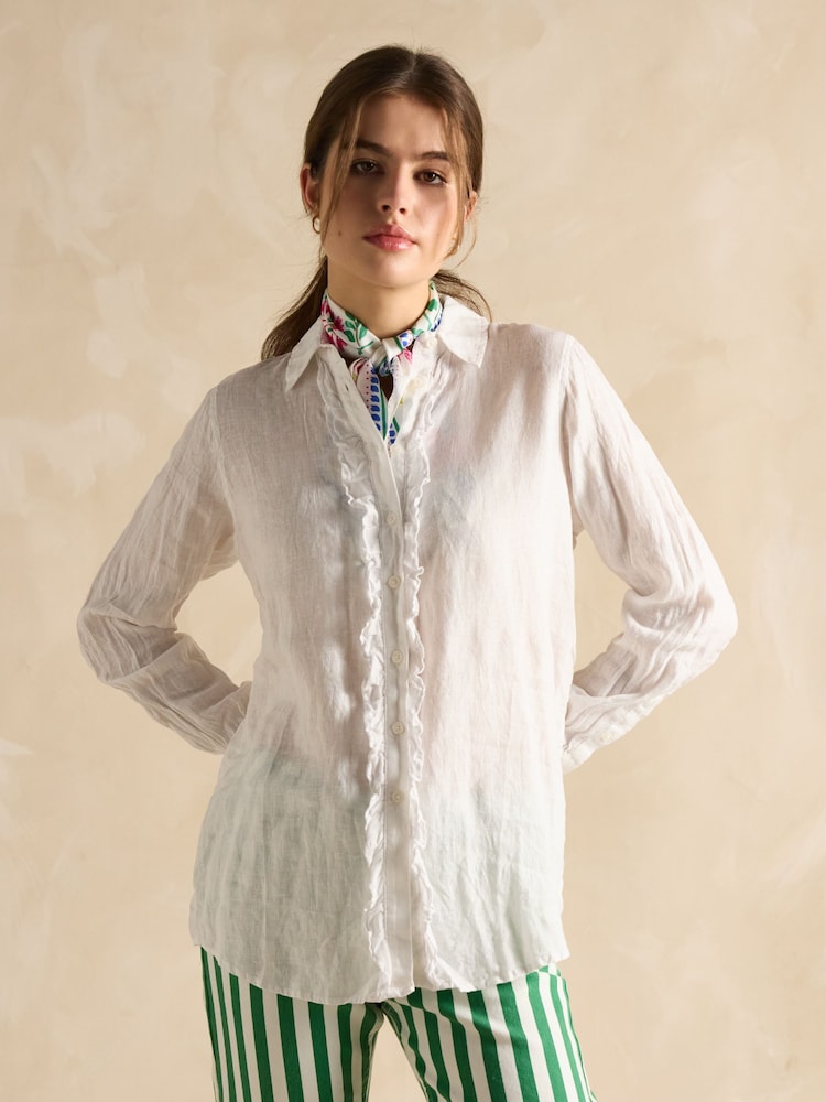 Joules Selene White 100% Linen Shirt - Image 1 of 6