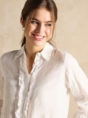 Joules Selene White 100% Linen Shirt - Image 4 of 6