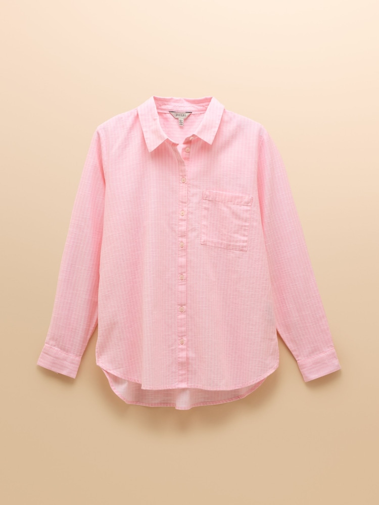 Joules Ida Pink/White Cotton Shirt - Image 10 of 10