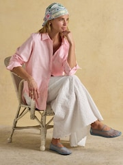 Joules Ida Pink/White Cotton Shirt - Image 9 of 10