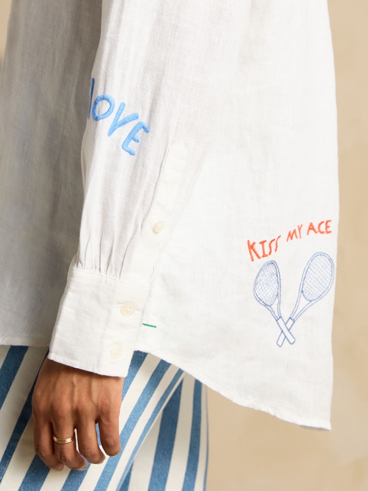 Joules Set Match White 100% Linen Shirt - Image 4 of 9