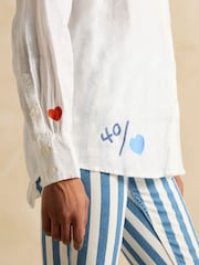 Joules Set Match White 100% Linen Shirt - Image 6 of 9