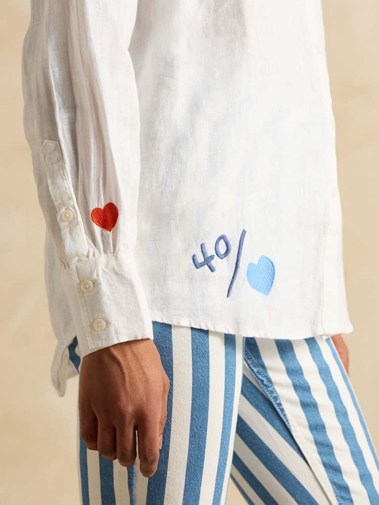 Joules Set Match White 100% Linen Shirt - Image 6 of 9