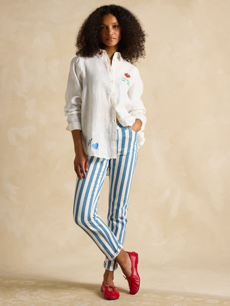 Joules Set Match White 100% Linen Shirt - Image 8 of 9