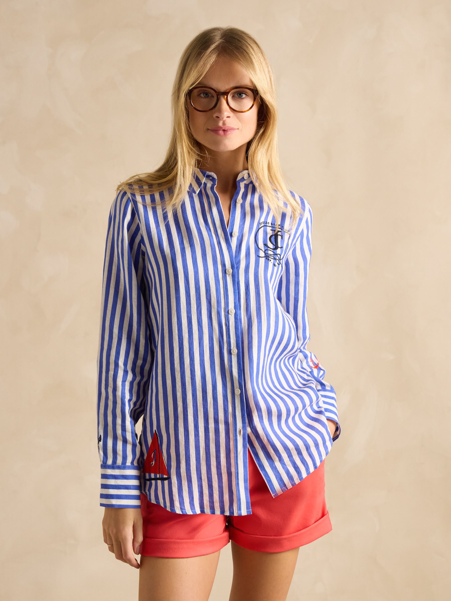 Joules Sail Away Blue Relaxed Fit Linen Shirt