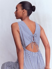 Boden Blue Sleeveless Poplin Dress - Image 4 of 7