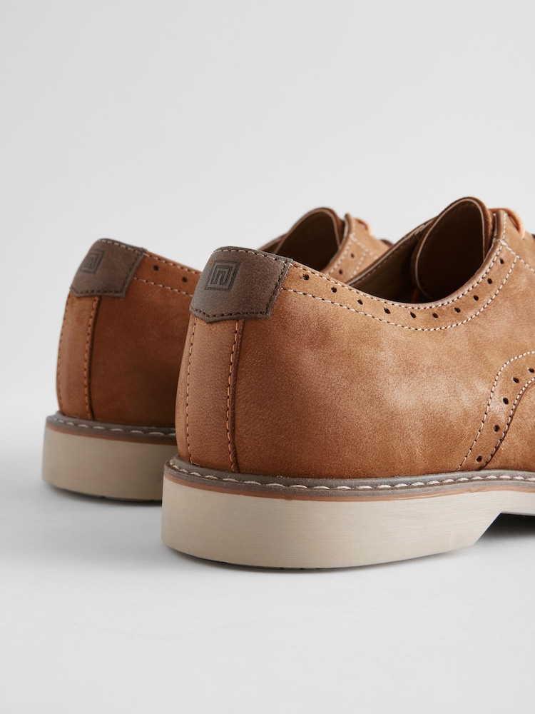 Tan Brown Smart Casual Derby Shoes - Image 3 of 6