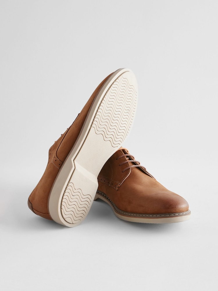 Tan Brown Smart Casual Derby Shoes - Image 4 of 6