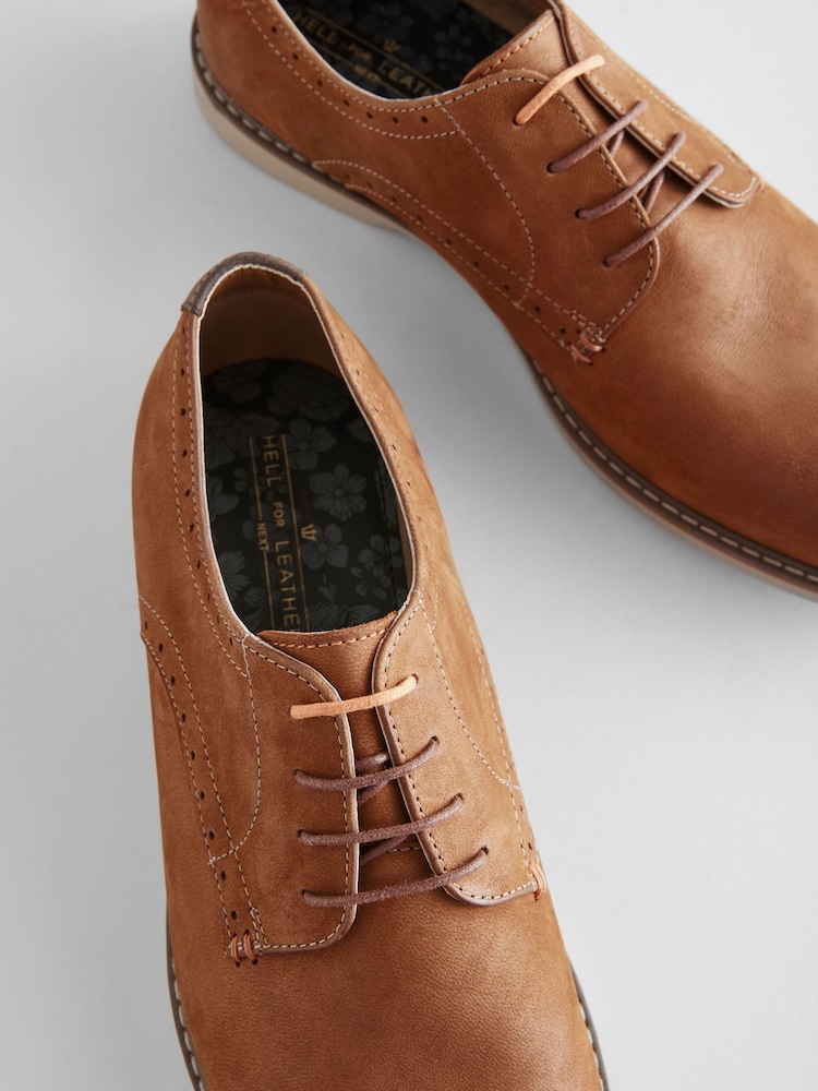 Tan Brown Smart Casual Derby Shoes - Image 5 of 6