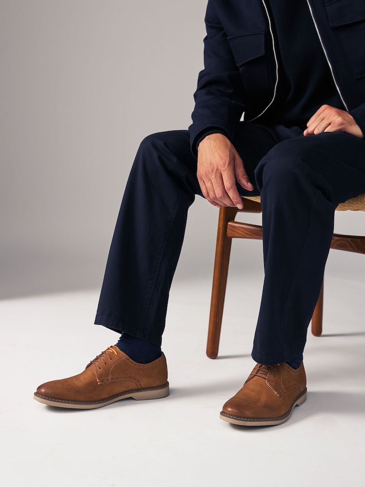 Tan Brown Smart Casual Derby Shoes - Image 6 of 6