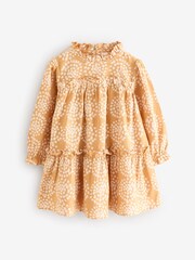 Ochre Yellow 100% Cotton Tier Dress - Image 1 of 1