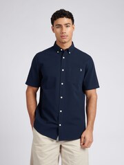 U.S. Polo Assn. Blue Mens Seersucker Short Sleeve Shirt - Image 1 of 8