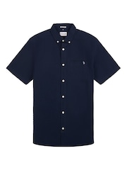 U.S. Polo Assn. Blue Mens Seersucker Short Sleeve Shirt - Image 5 of 8