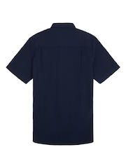 U.S. Polo Assn. Blue Mens Seersucker Short Sleeve Shirt - Image 6 of 8