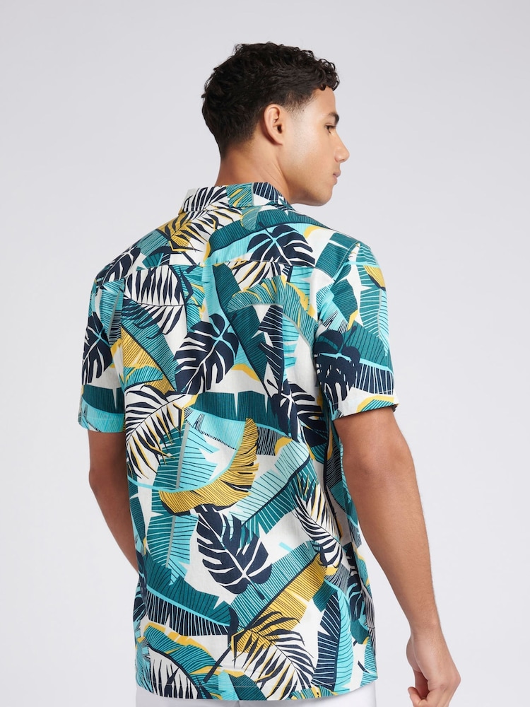 U.S. Polo Assn. Multi Mens Palm Print Short Sleeve Shirt - Image 2 of 8