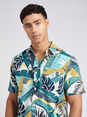 U.S. Polo Assn. Multi Mens Palm Print Short Sleeve Shirt - Image 3 of 8