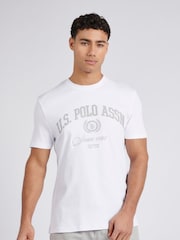 U.S. Polo Assn. White Mens Classic Fit Premium Graphic 100% Cotton T-Shirt - Image 1 of 8