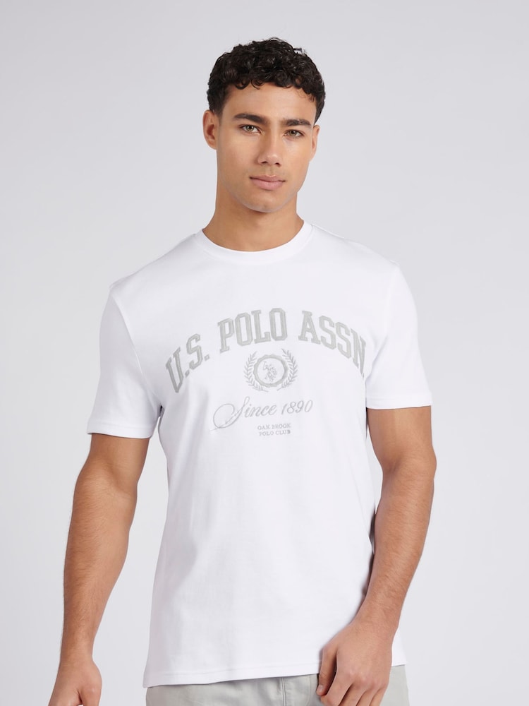 U.S. Polo Assn. White Mens Classic Fit Premium Graphic 100% Cotton T-Shirt - Image 1 of 8
