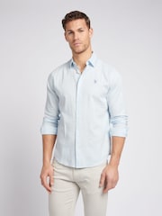 U.S. Polo Assn. Blue Chrome Linen Blend Mens Shirt - Image 1 of 10