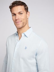 U.S. Polo Assn. Blue Chrome Linen Blend Mens Shirt - Image 3 of 10