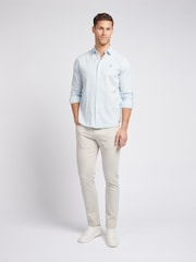 U.S. Polo Assn. Blue Chrome Linen Blend Mens Shirt - Image 4 of 10