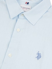 U.S. Polo Assn. Blue Chrome Linen Blend Mens Shirt - Image 9 of 10
