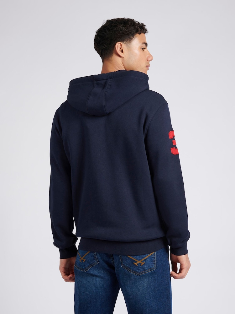 U.S. Polo Assn. Blue Mens Classic Fit 100% Cotton Player 3 Zip-Up Hoodie - Image 2 of 9