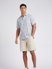 U.S. Polo Assn. Blue Mens Seersucker Stripe Short Sleeve Shirt - Image 3 of 9