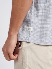 U.S. Polo Assn. Blue Mens Seersucker Stripe Short Sleeve Shirt - Image 4 of 9