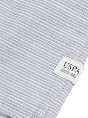 U.S. Polo Assn. Blue Mens Seersucker Stripe Short Sleeve Shirt - Image 8 of 9