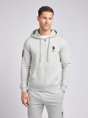 U.S. Polo Assn. Grey Mens Classic Fit 100% Cotton Player 3 Zip-Up Hoodie - Image 1 of 9