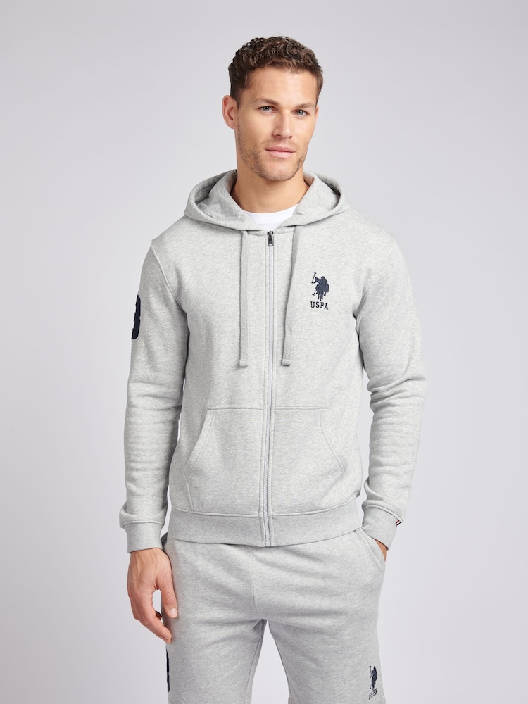 U.S. Polo Assn. Grey Mens Classic Fit 100% Cotton Player 3 Zip-Up Hoodie - Image 1 of 9