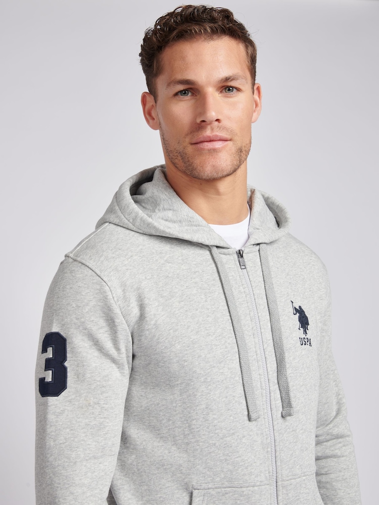 U.S. Polo Assn. Grey Mens Classic Fit 100% Cotton Player 3 Zip-Up Hoodie - Image 2 of 9