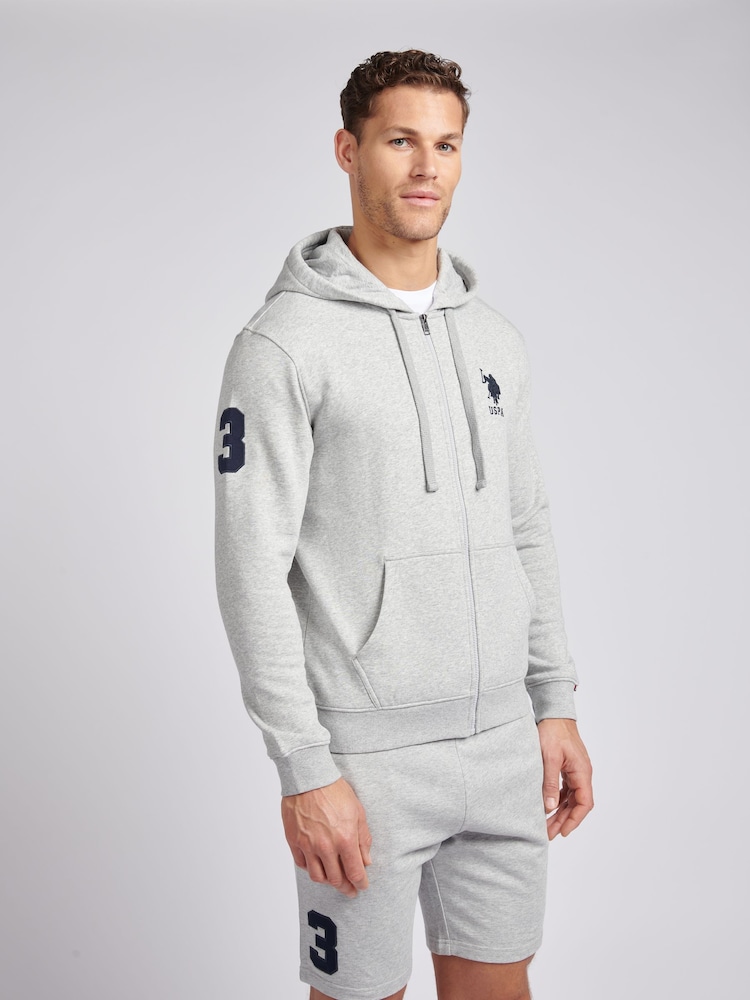 U.S. Polo Assn. Grey Mens Classic Fit 100% Cotton Player 3 Zip-Up Hoodie - Image 6 of 9