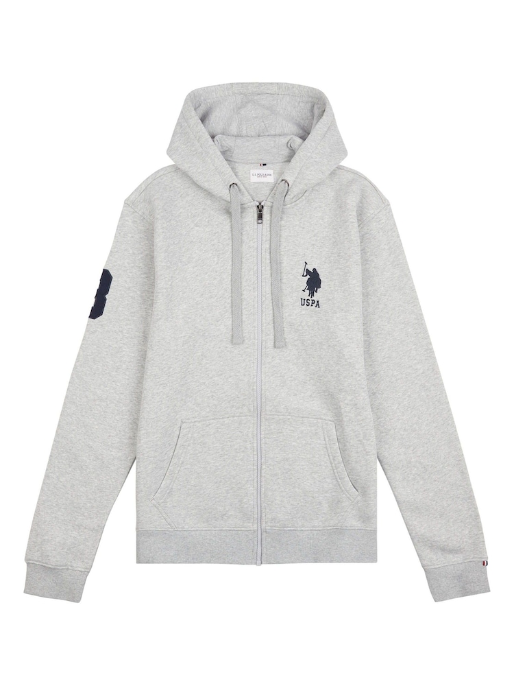 U.S. Polo Assn. Grey Mens Classic Fit 100% Cotton Player 3 Zip-Up Hoodie - Image 7 of 9