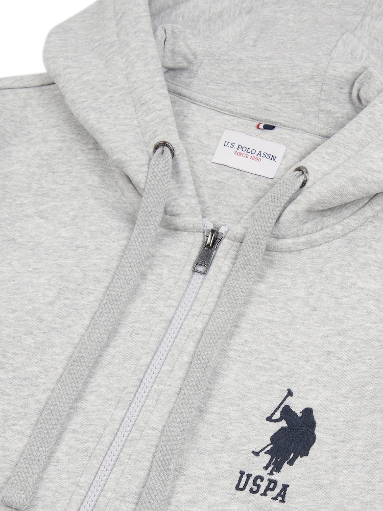 U.S. Polo Assn. Grey Mens Classic Fit 100% Cotton Player 3 Zip-Up Hoodie - Image 9 of 9