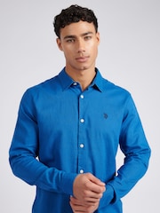 U.S. Polo Assn. Blue Ground Linen Blend Mens Shirt - Image 3 of 8