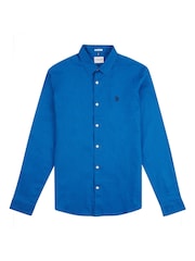 U.S. Polo Assn. Blue Ground Linen Blend Mens Shirt - Image 5 of 8