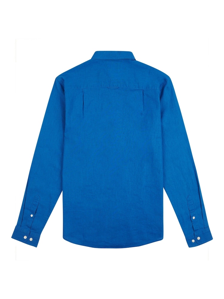 U.S. Polo Assn. Blue Ground Linen Blend Mens Shirt - Image 6 of 8